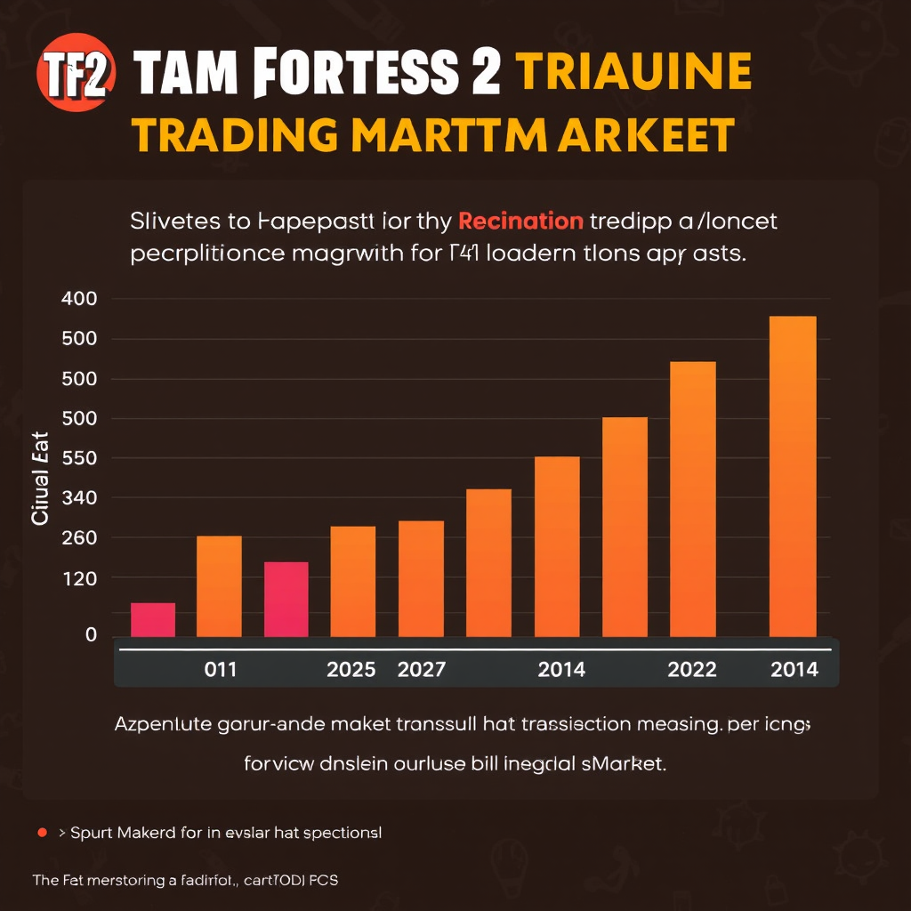 Team Fortress 2 trading market growth chart showing 47% increase in Unusual hat transactions during Q4 2024, with colorful bar graphs and TF2 themed background elements