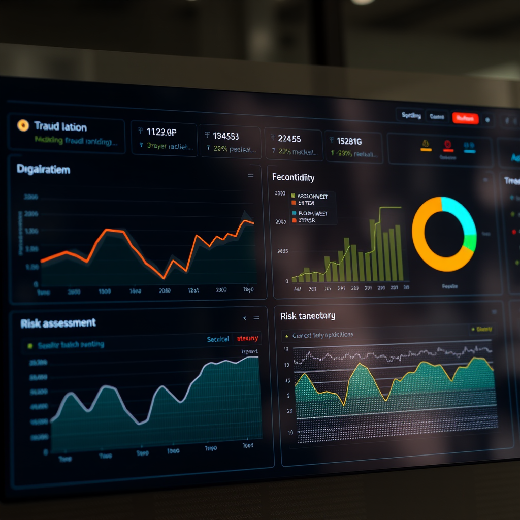 Advanced fraud detection system dashboard showing real-time transaction monitoring with security alerts and risk assessment metrics for digital item trading platforms