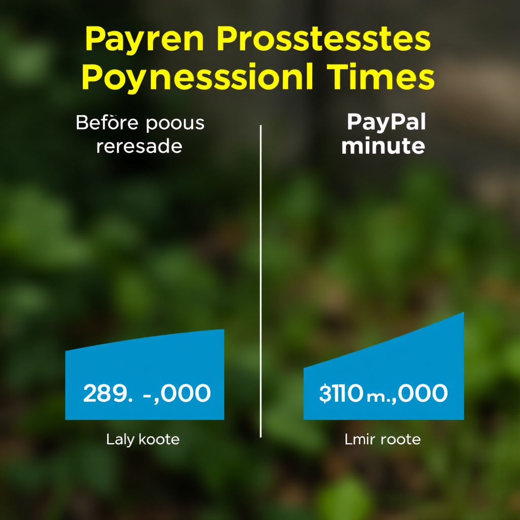 Comparison chart showing payment processing times before and after PayPal integration, displaying dramatic reduction from days to minutes for TF2 skin transactions