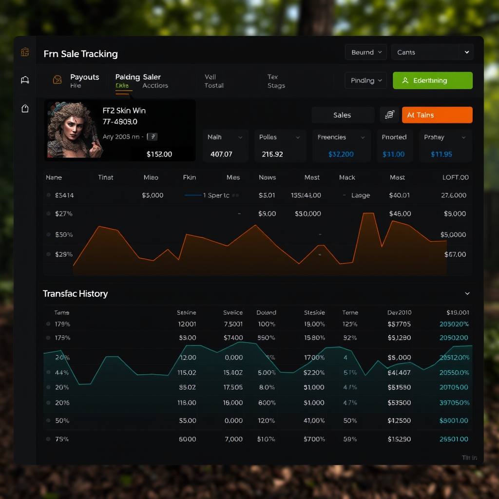 Real-time earnings tracking dashboard showing TF2 skin sales, pending payouts, and transaction history with detailed financial transparency